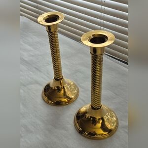 Elegant Gold Toned Candlestick Holder